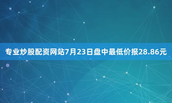 专业炒股配资网站7月23日盘中最低价报28.86元